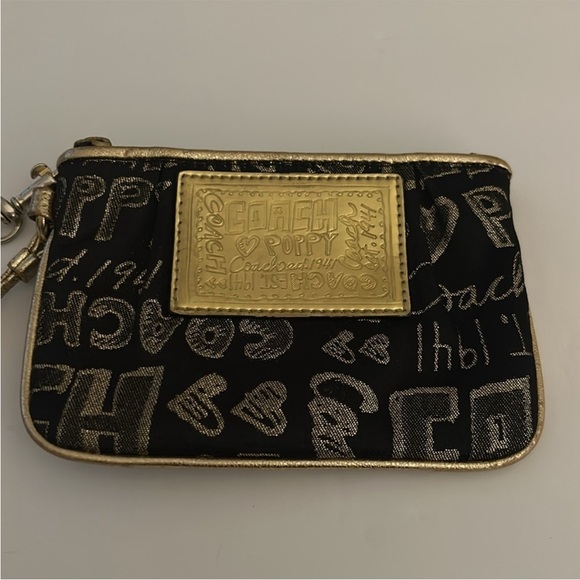 Coach Poppy Gold & Black Wristlet Wallet - Picture 3 of 5